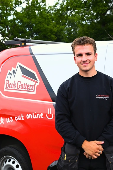 our gutter cleaner in Shropshire standing by company vehicle